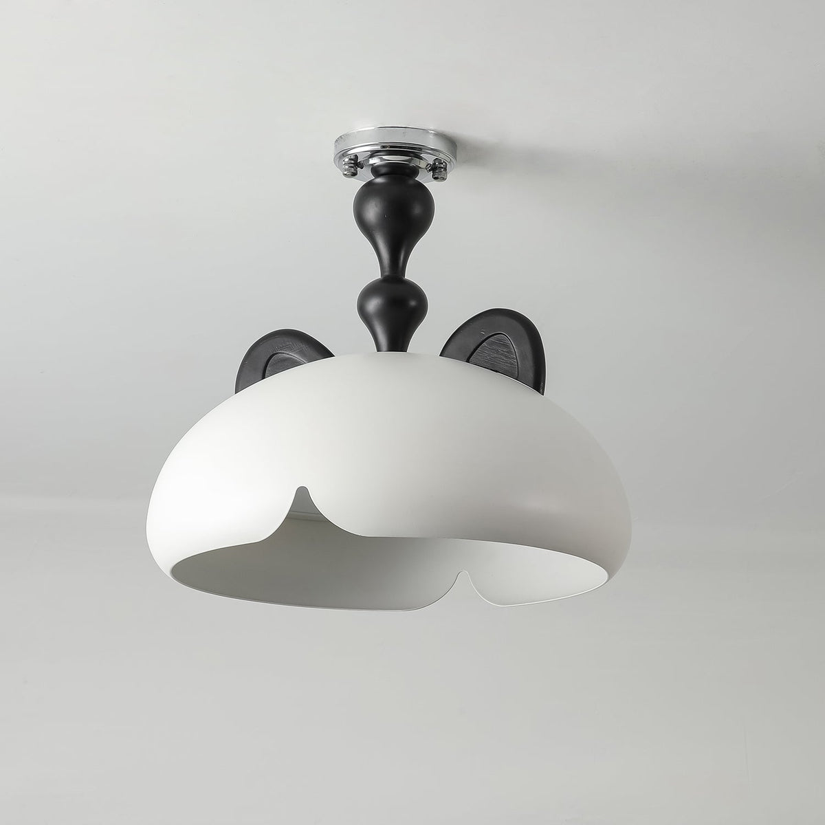 Cat Plafonnier Dôme Brillant Oreilles en Bois