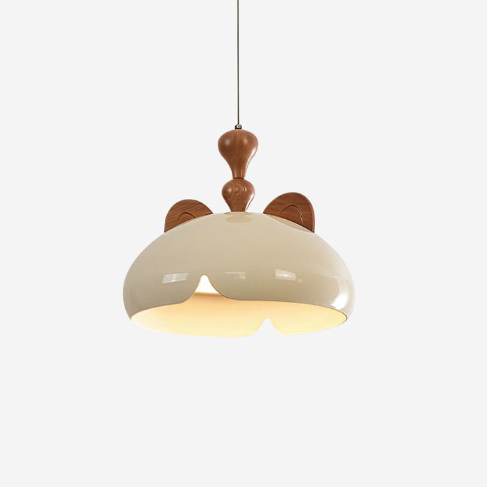 Cat Suspension Lampe Dôme Brillant Oreilles en Bois