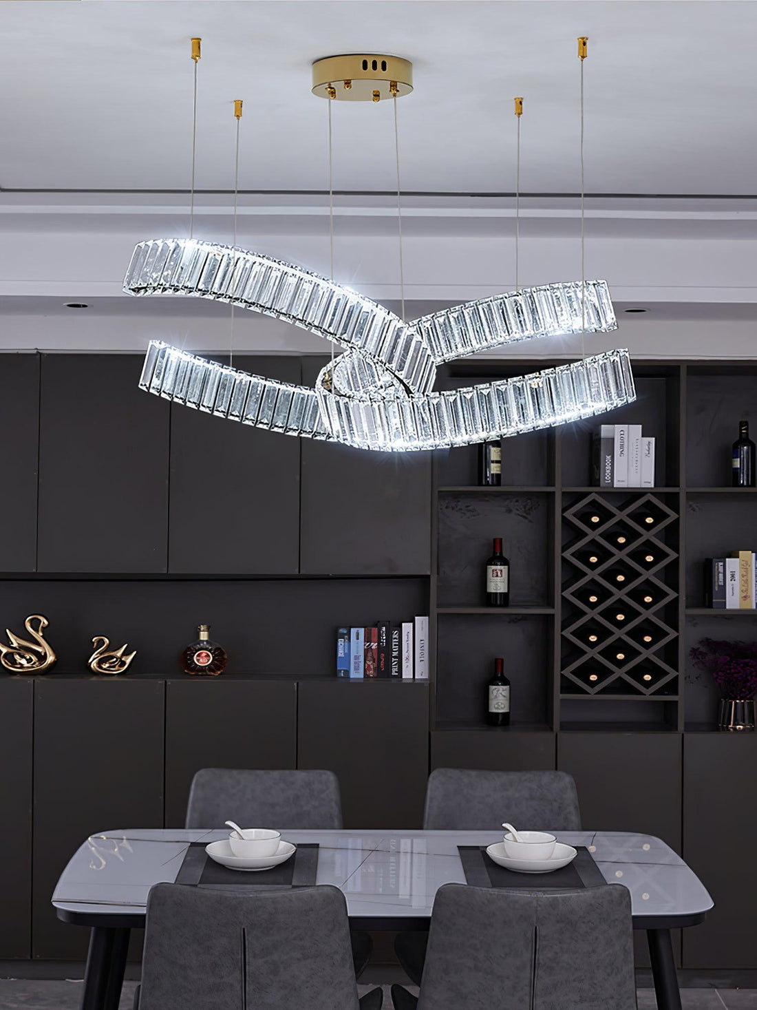 Lustra Lustre Spiral en Cristal Doré Glam