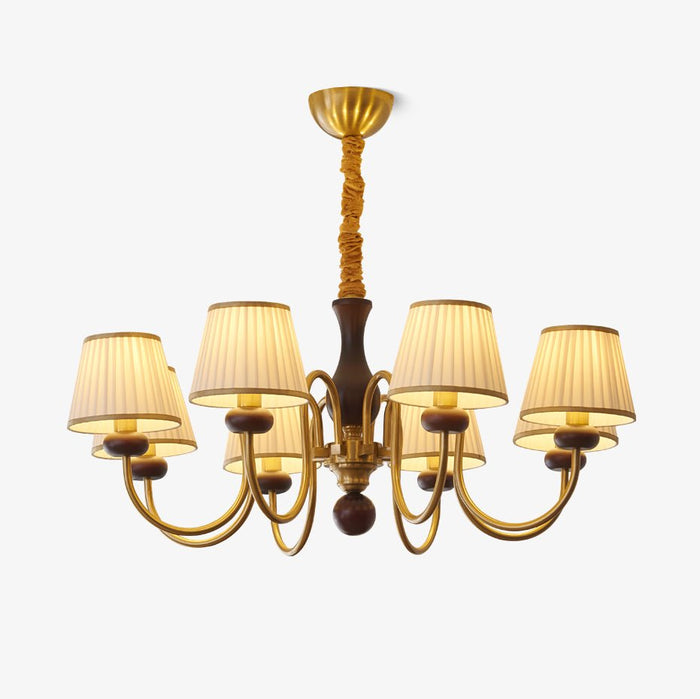 Erthaos Lustre Bois Tissu Plissé Élégance Traditionnelle