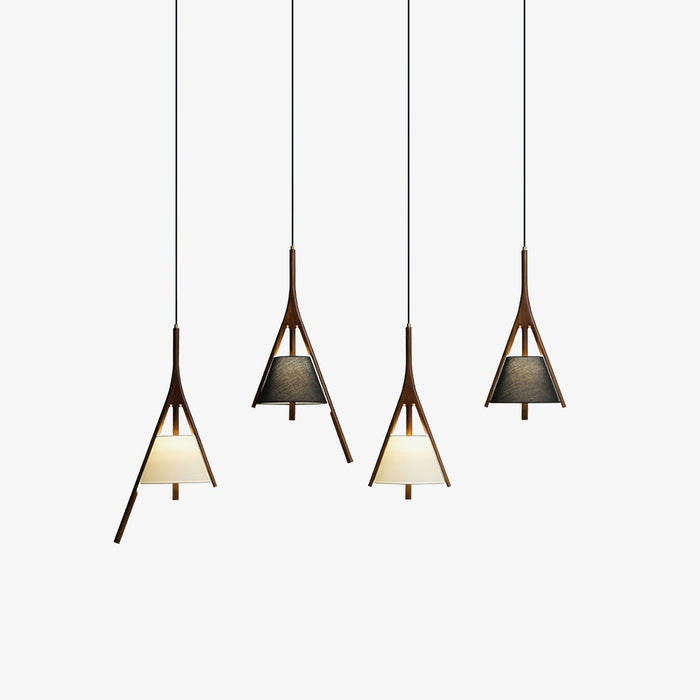 Zovenarae Triangulaire Bois Pendentif Lumière