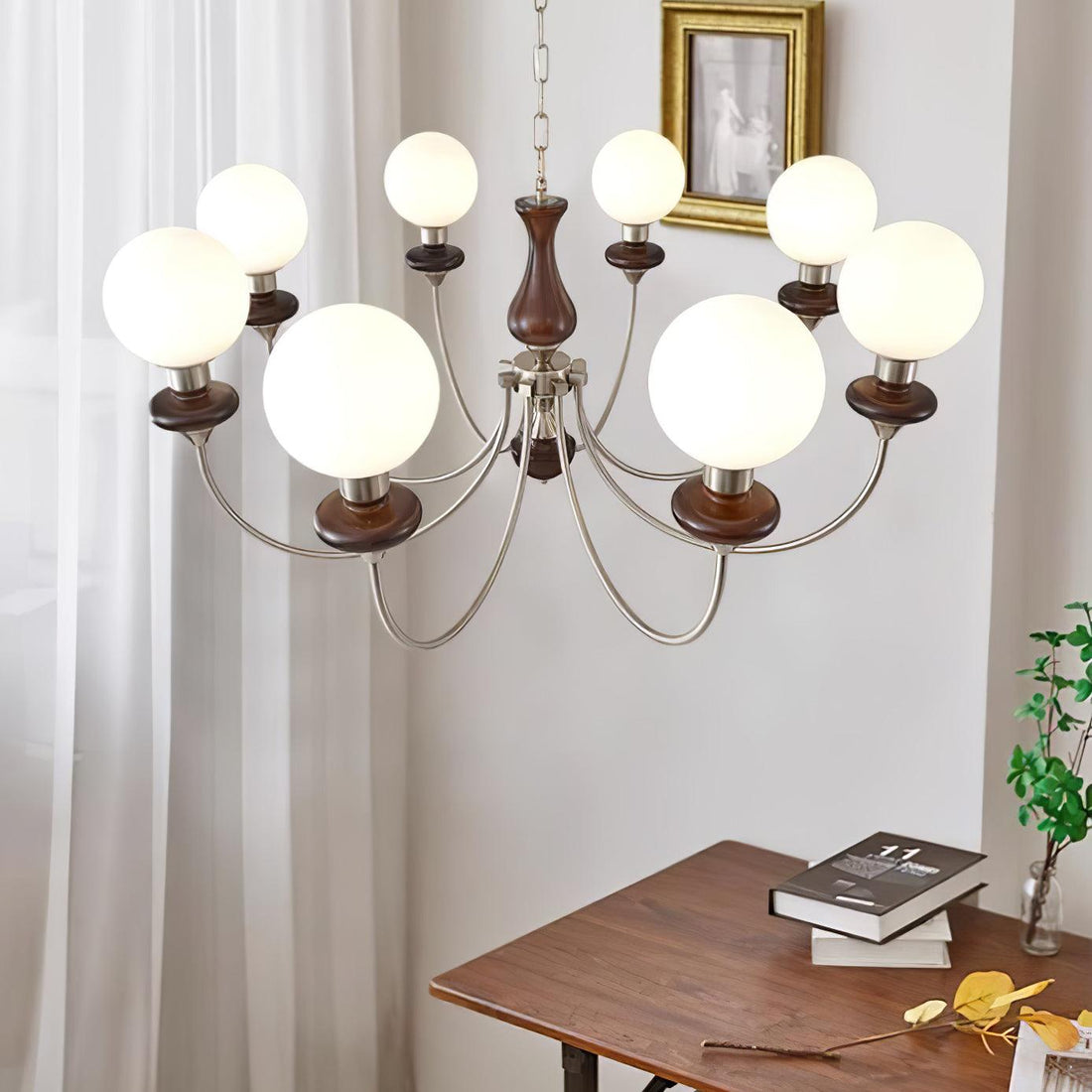 Lustra Lustre Rétro Laiton Noyer Verre