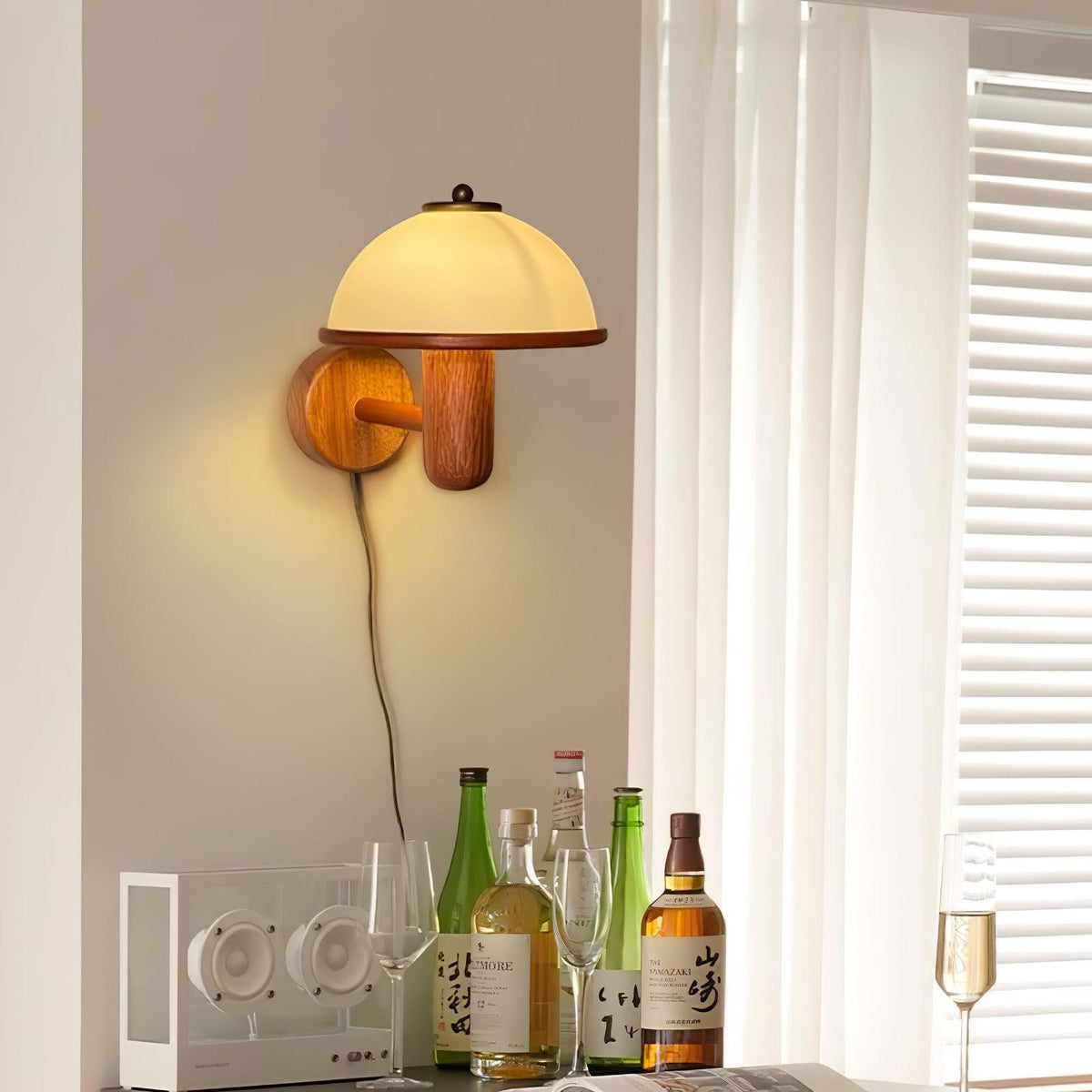 Lustra Wall Lamp Mushroom Wood