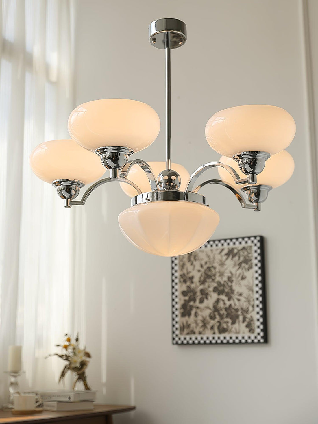 Lustra Lustre Warre Nickel Satiné Verre Fer