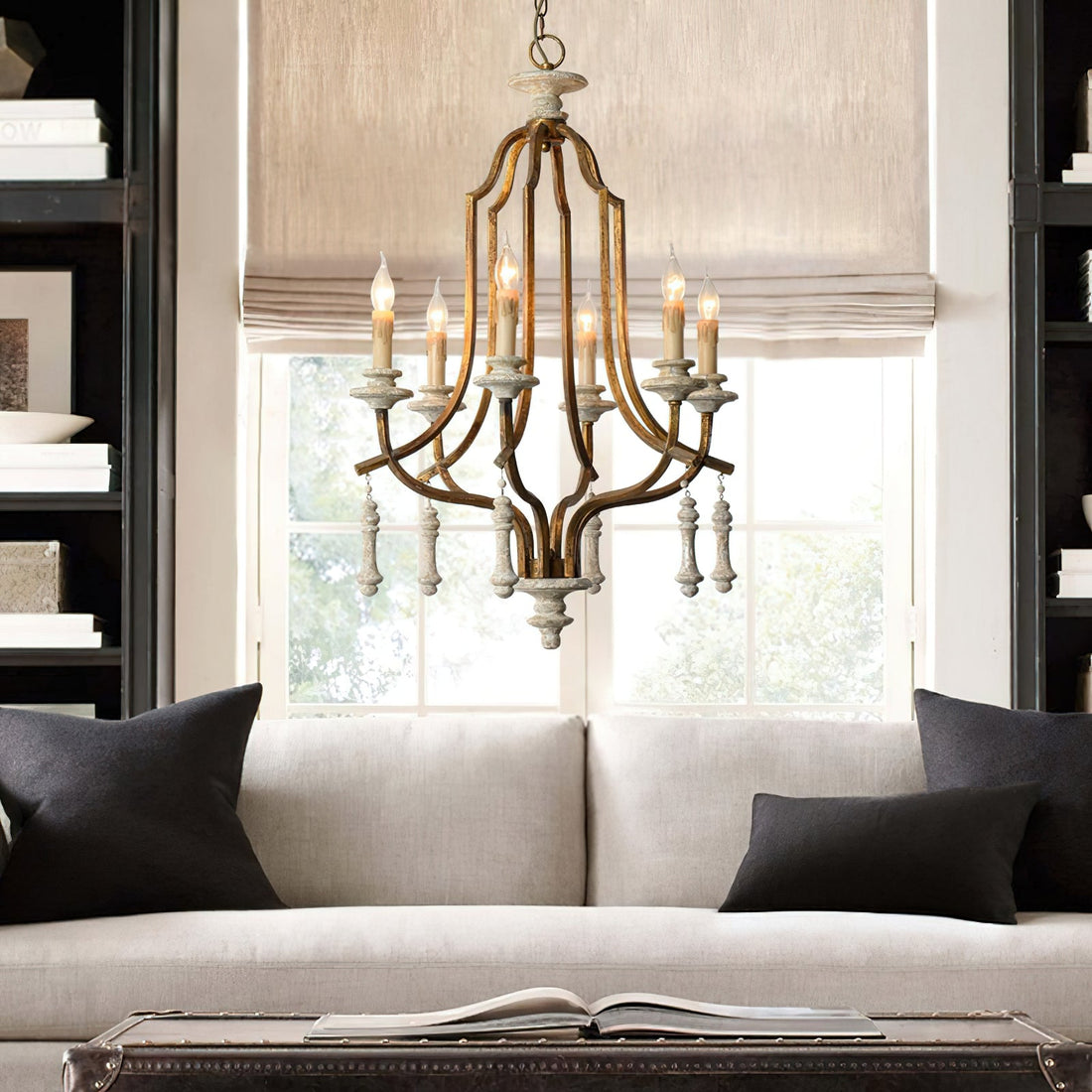 Arsoliel Lustre Métal Bois Luxe Vintage