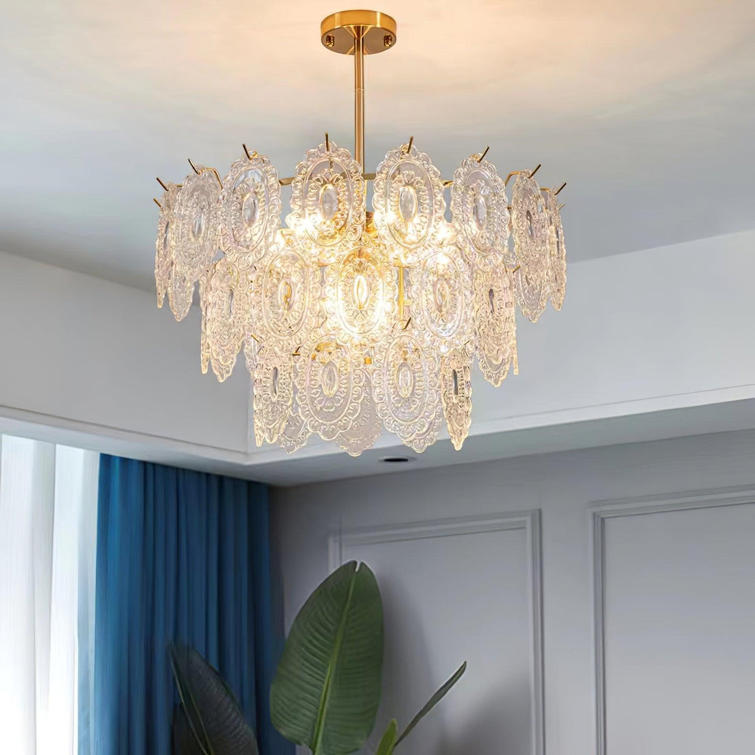 Lustra Lustre Vague en Verre et Fer Forgé Élégant
