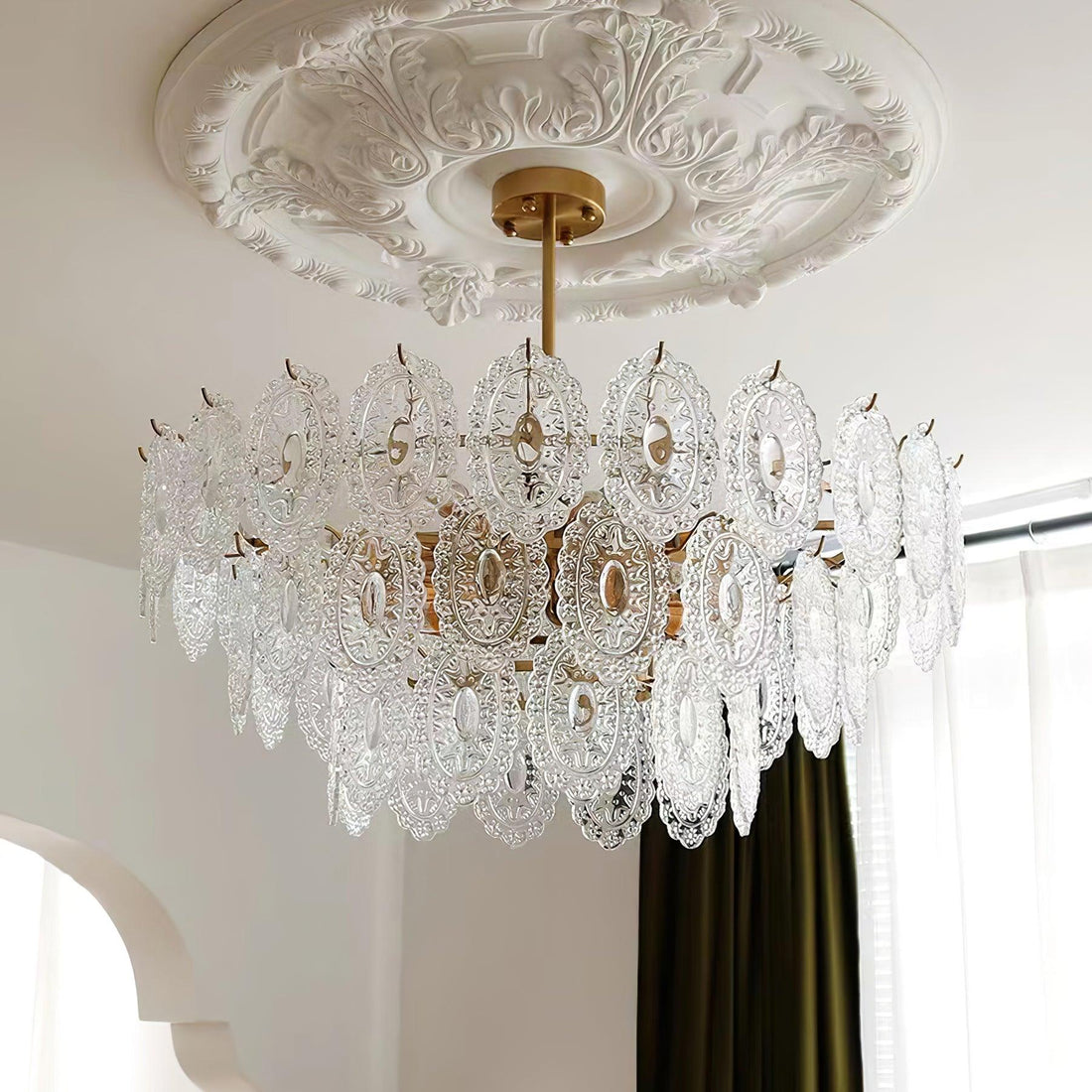 Lustra Lustre Vague en Verre et Fer Forgé Élégant