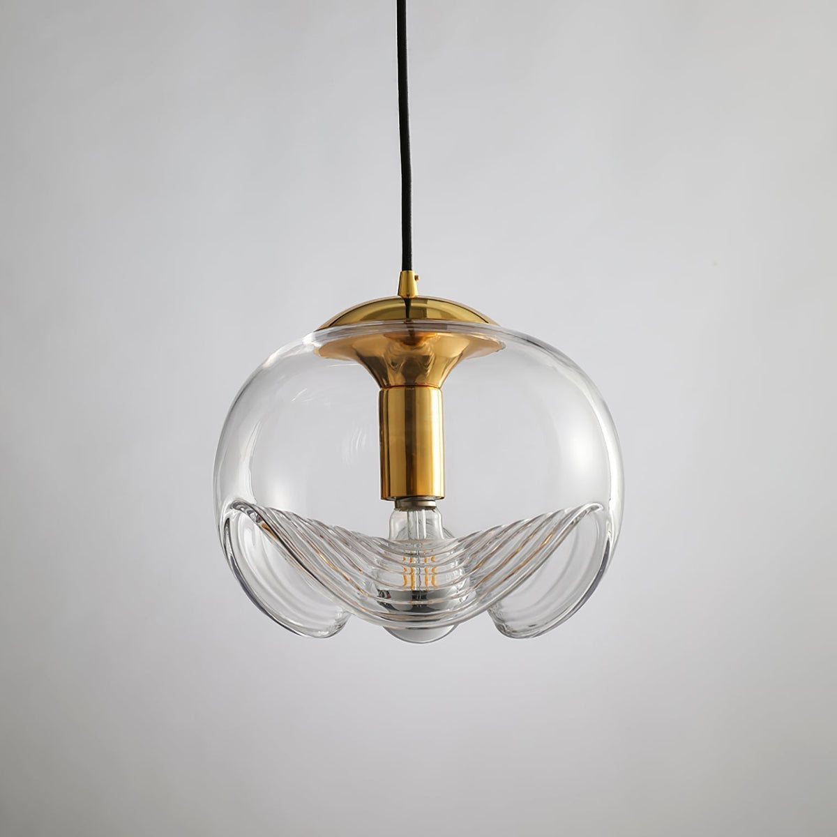 Valentina Suspension Moderne Transparent Onde Métal Verre Chambre à Coucher