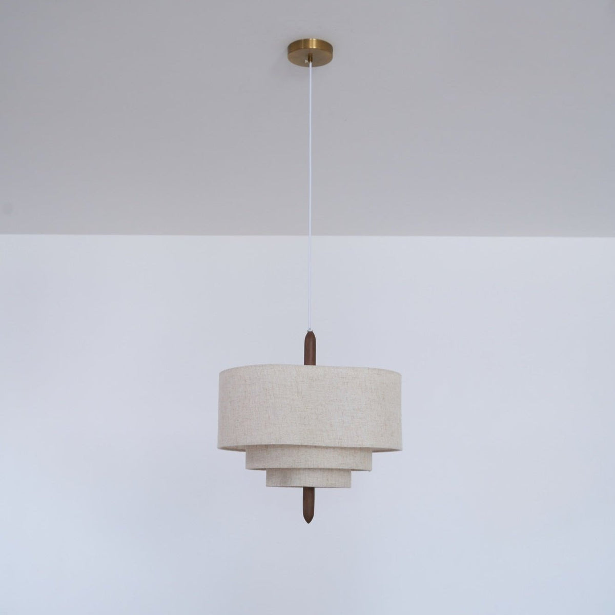 Eldorora Élégance Vague Échelle Bois Tissu Pendentif Lampe