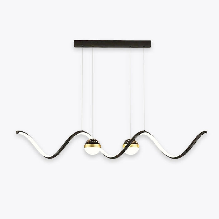 Arisha Suspension Linéaire Nordique, Métal/Acrylique, Noir/Blanc/Doré, Salon