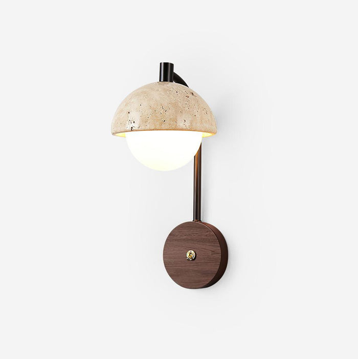 Ritta Lampe Murale Travertin Bois Dôme