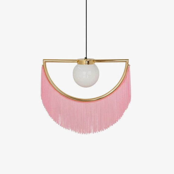 Solara Lampe suspendue en tissu à franges style globe rétro bohème