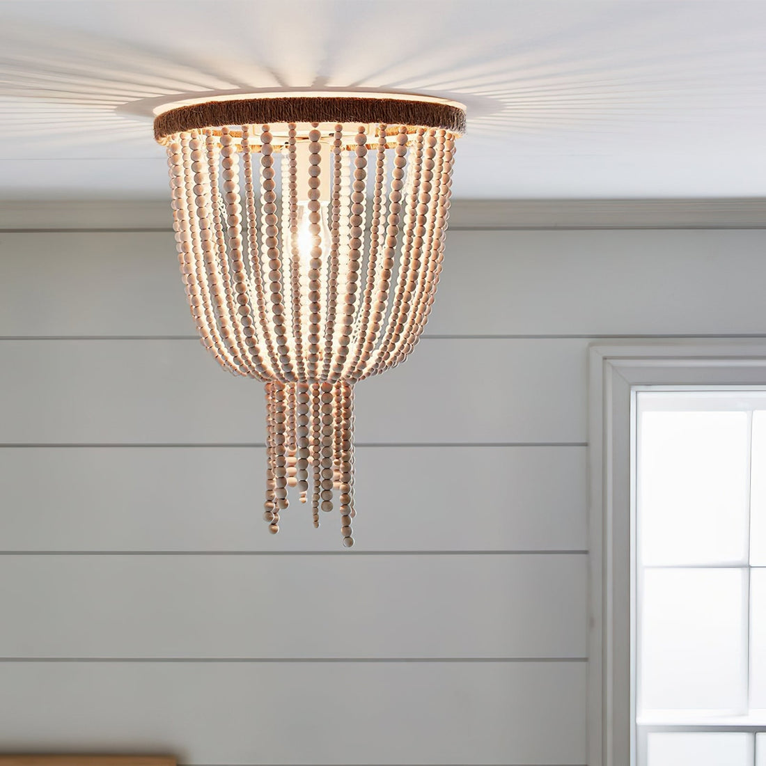 Ildvuvyn Lampe de Plafond en Métal à Perles et Corde Moderne