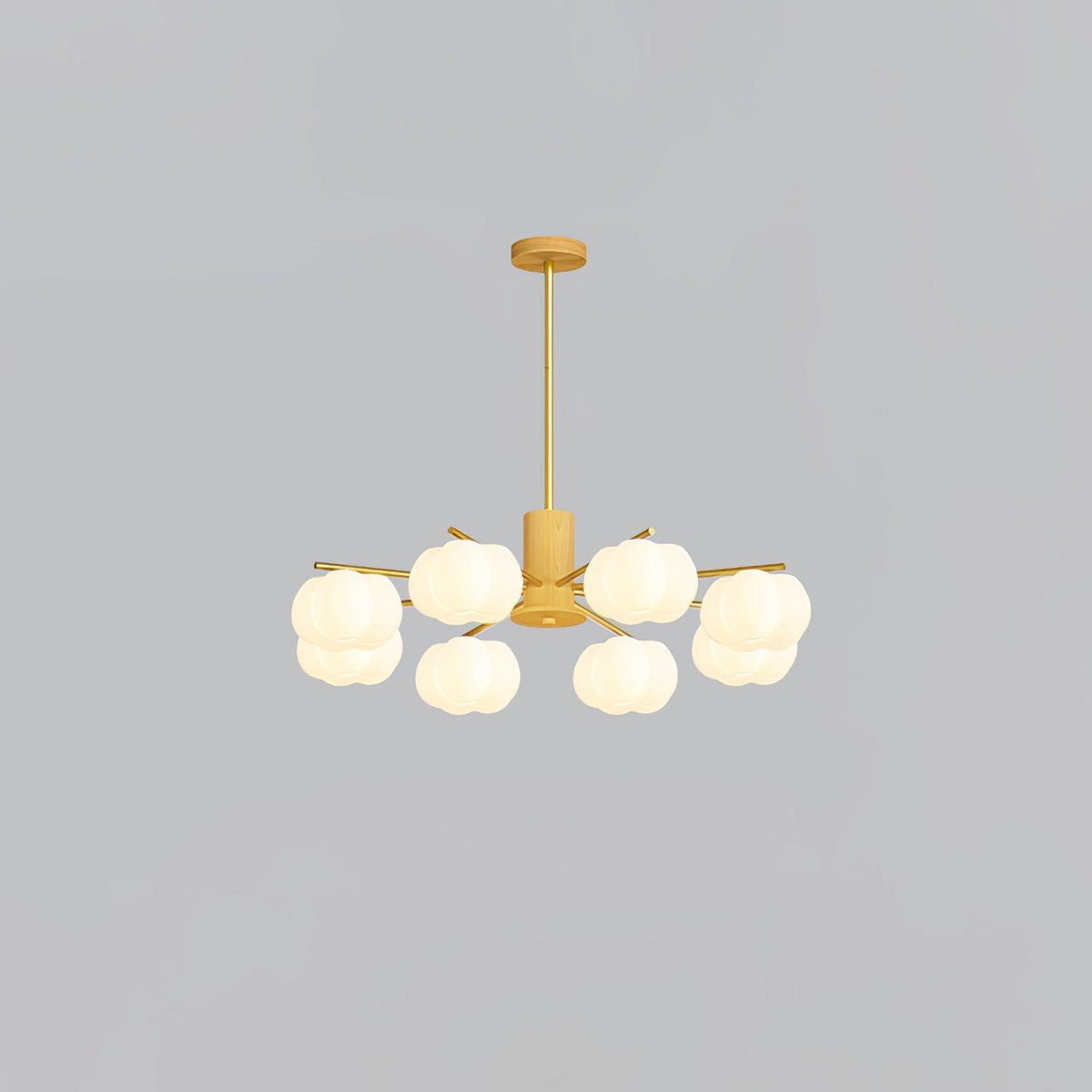 Lustra Lustre Boules de Coton Bois Doré PE