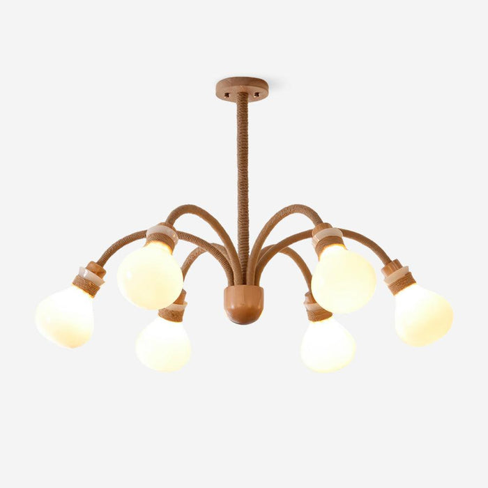 Okai Lustre en Bois et Corde de Chanvre