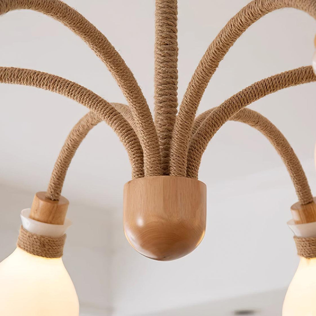 Okai Lustre en Bois et Corde de Chanvre