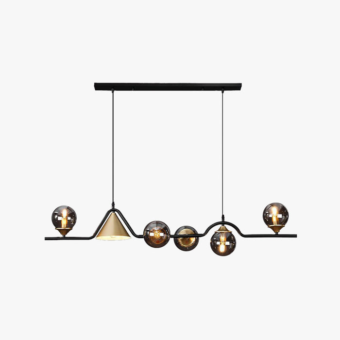 Ray Moderne LED Suspension Noir/Or Verre Salon/Chambre à Coucher