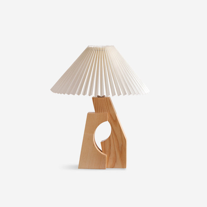Zain Lampe de Table Plissée Papier Plissée Sculpturale en Bois