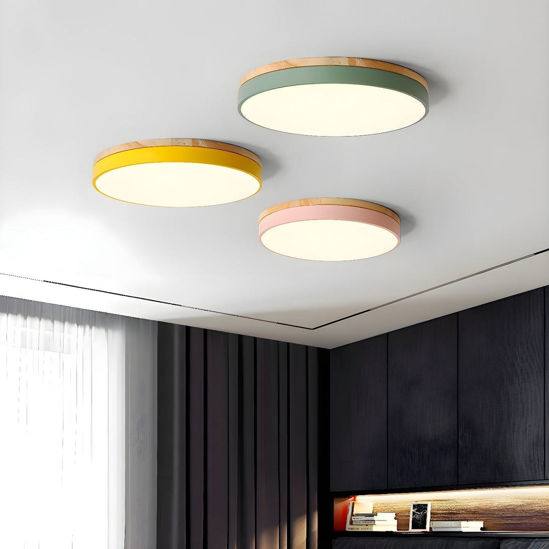 Solara Lampe Plafonnier Circulaire en Bois Moderne Minimaliste