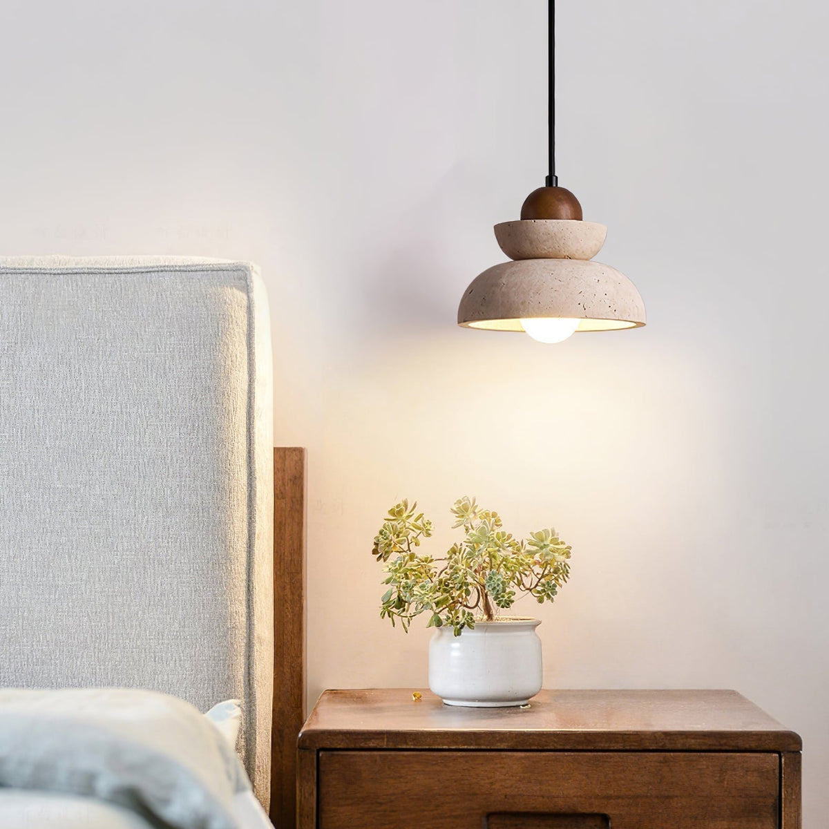 Zophaos Étagé-Cloche Travertin Pendentif Lumière