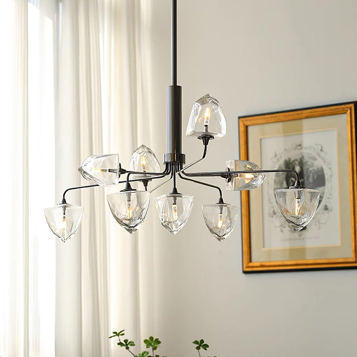 Zevin Lustre Abat-jours en Verre Facetté Bras en Laiton Artisanal