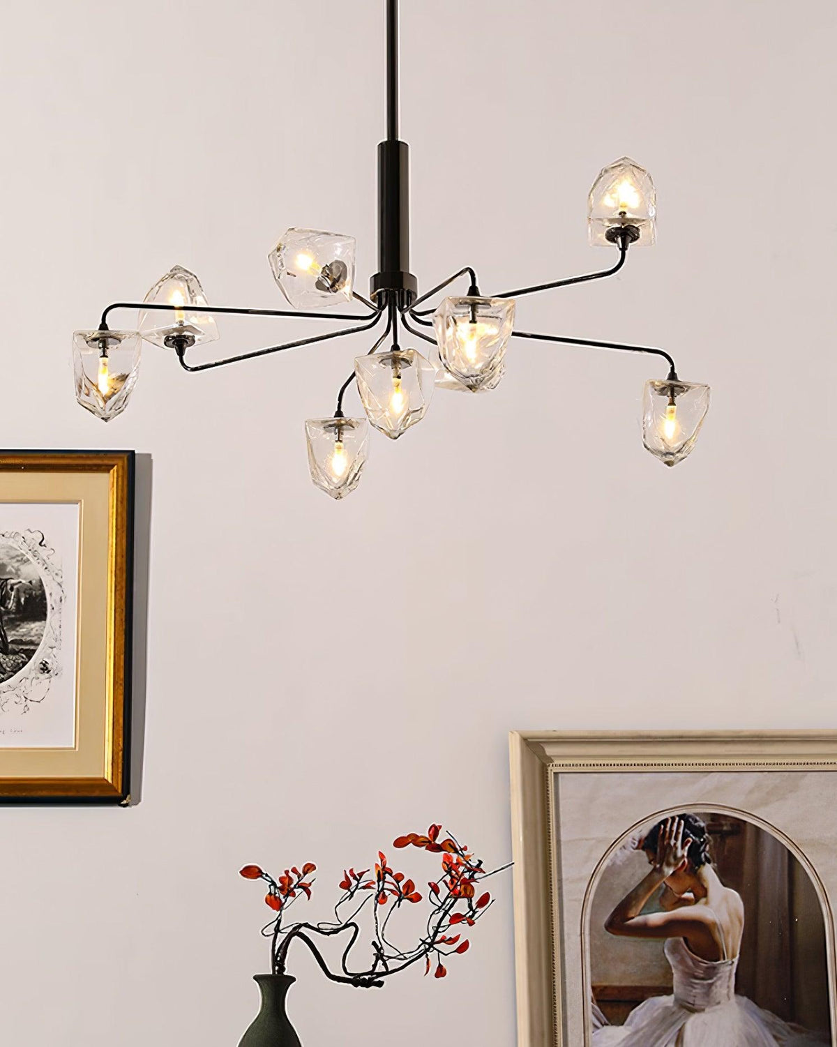 Zevin Lustre Abat-jours en Verre Facetté Bras en Laiton Artisanal