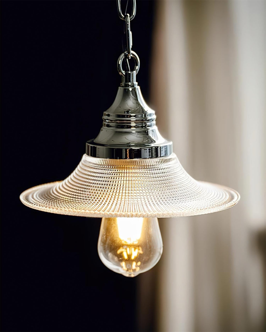 Zowie Lampe Pendente Verre Prismatique & Chrome