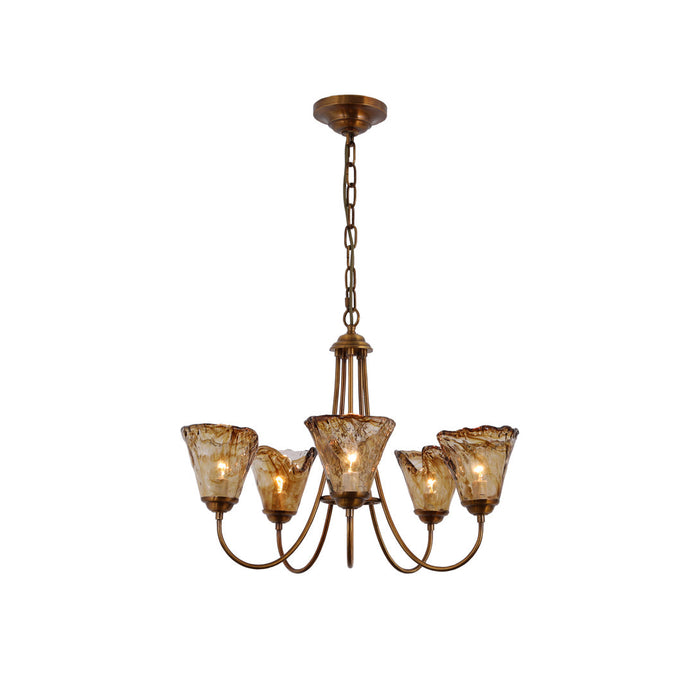 Ilsilis Lustre Métal Laiton Ambre Vintage Industriel