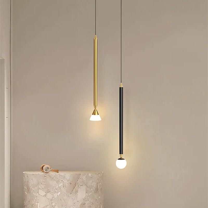 Auri Suspension Cylindre Simple. Métal/Verre. Noir/Doré. Salon