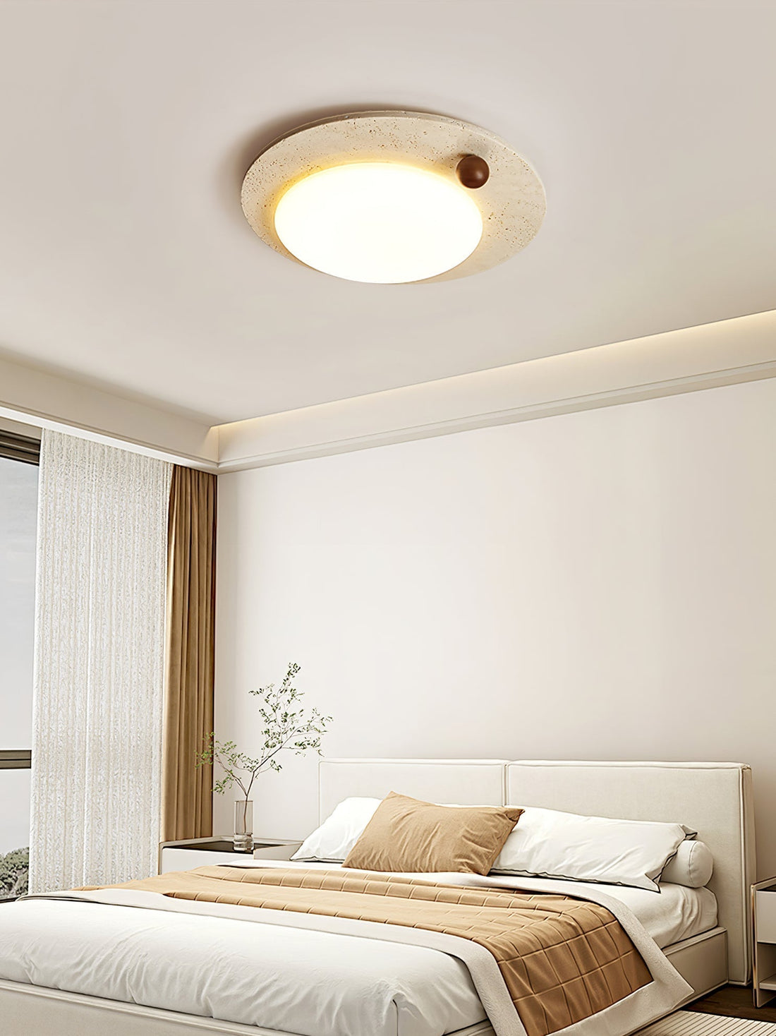 Orbia Lumière de Plafond Circulaire en Travertin