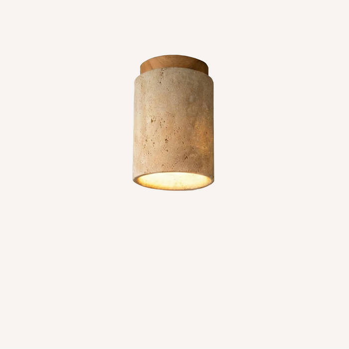 Plafonnier Cylindrique Moderne en Bois et Travertin - Travélis