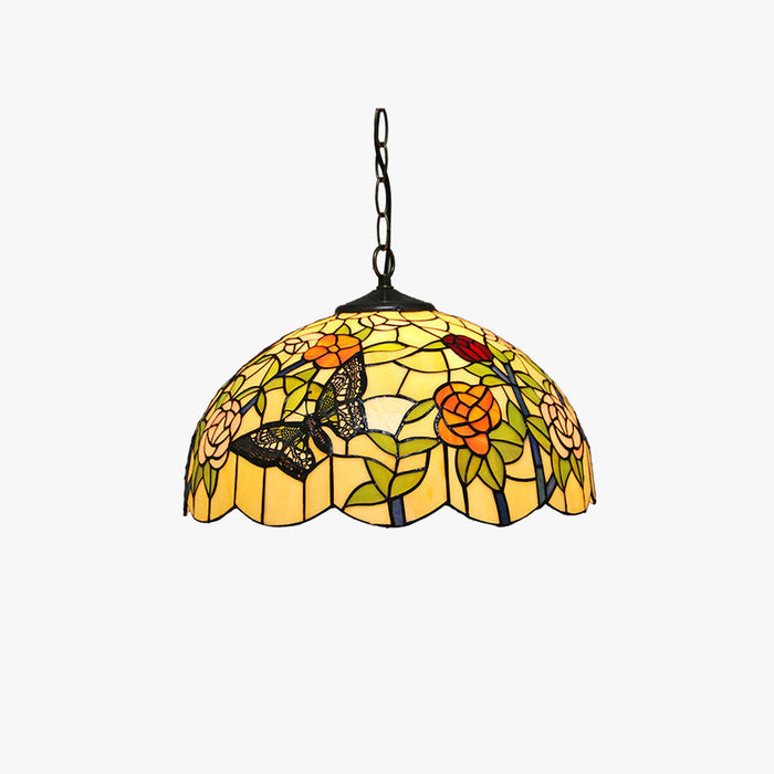 Tiffany Vintage Colorée Papillon Suspension Verre Couloir
