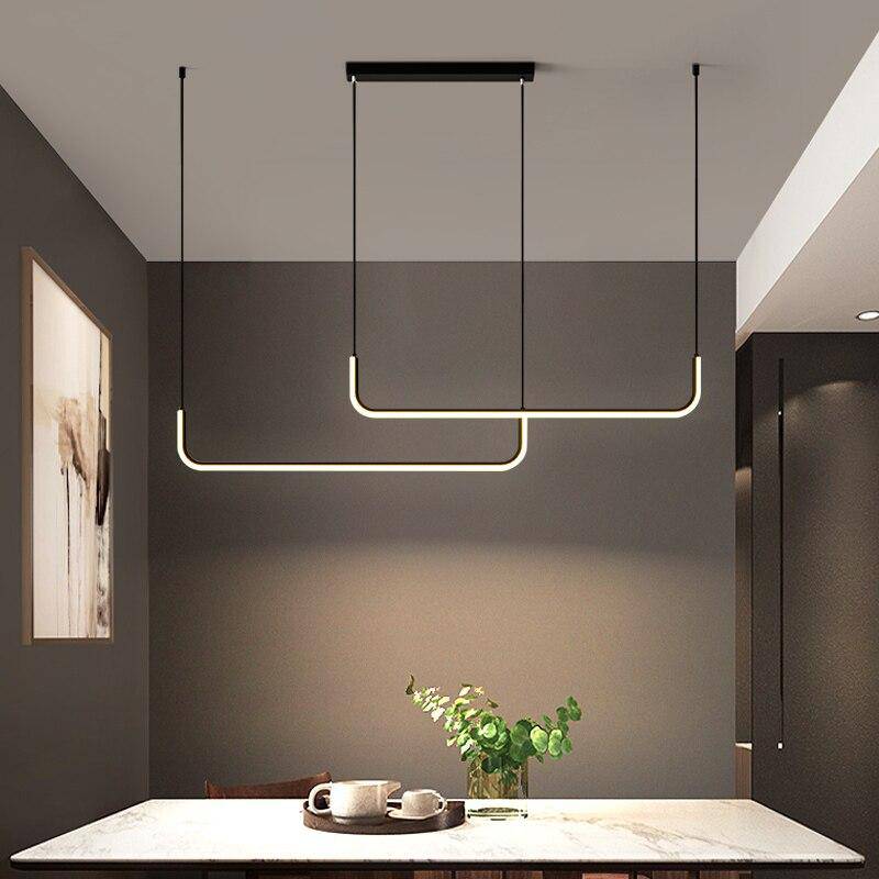Suspension Barre LED en Aluminium Noir ou Doré - Baralu