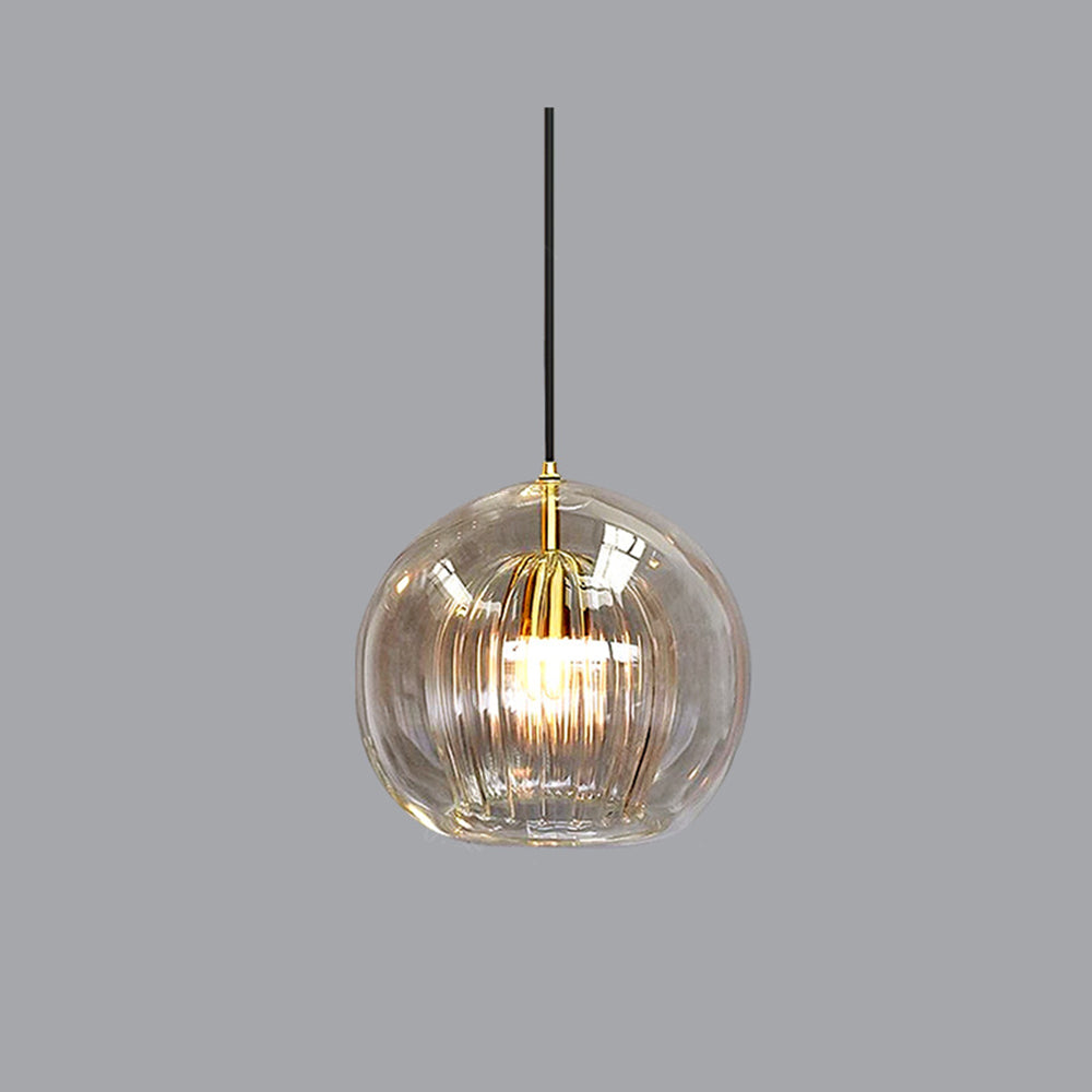 June Suspension Bulle Nordique Verre Transparent/Doré Salon/Chambre