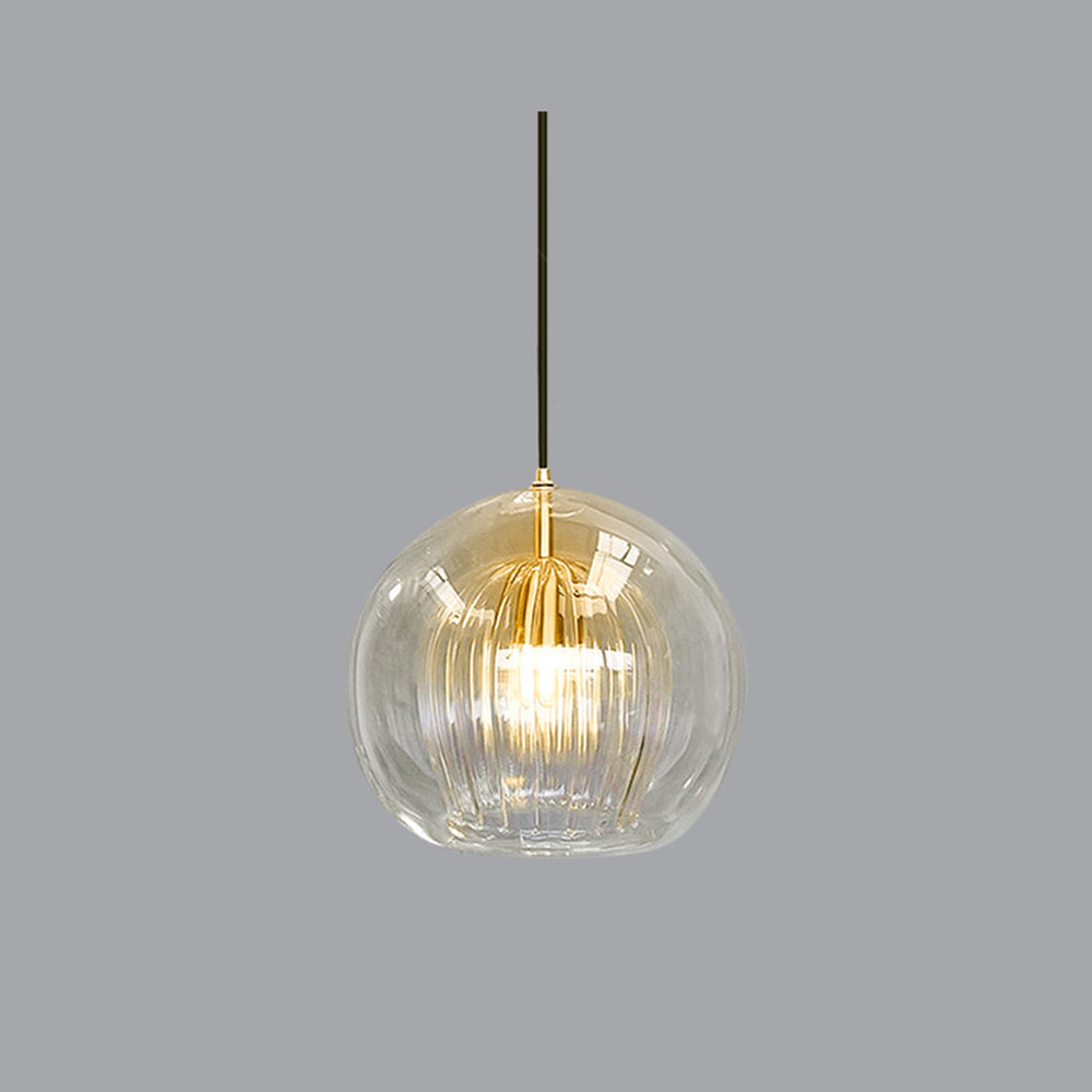 June Suspension Bulle Nordique Verre Transparent/Doré Salon/Chambre