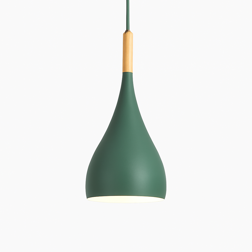 Suspension Nordique Abat-Jour Coloré et Bâton en Bois - Bastéa