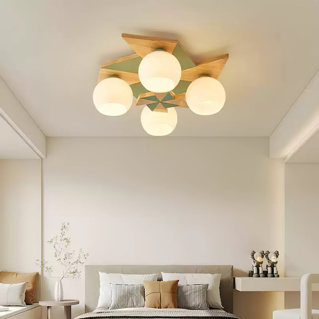 Ewooda Lustra Plafonnier en Bois Naturel Élégant